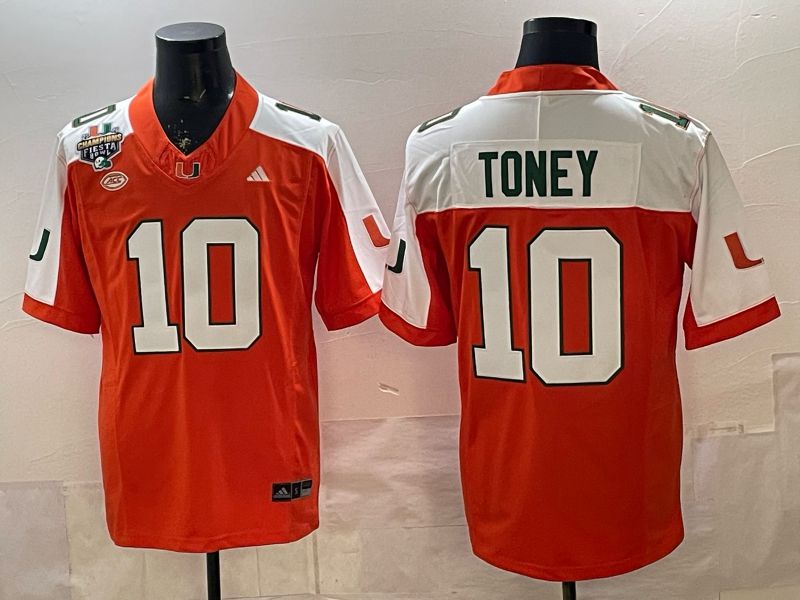 Men 2026 Miami Hurricanes #10 Toney Orange 3th generations Nike Limited NCAA Jersey 03